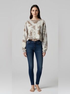 Garage Tie-Dye Crewneck Sweater in Cream and Brown